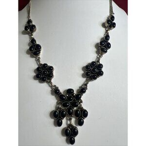 *HEAVY  925‎ Sterling Silver necklace 22”black onyx